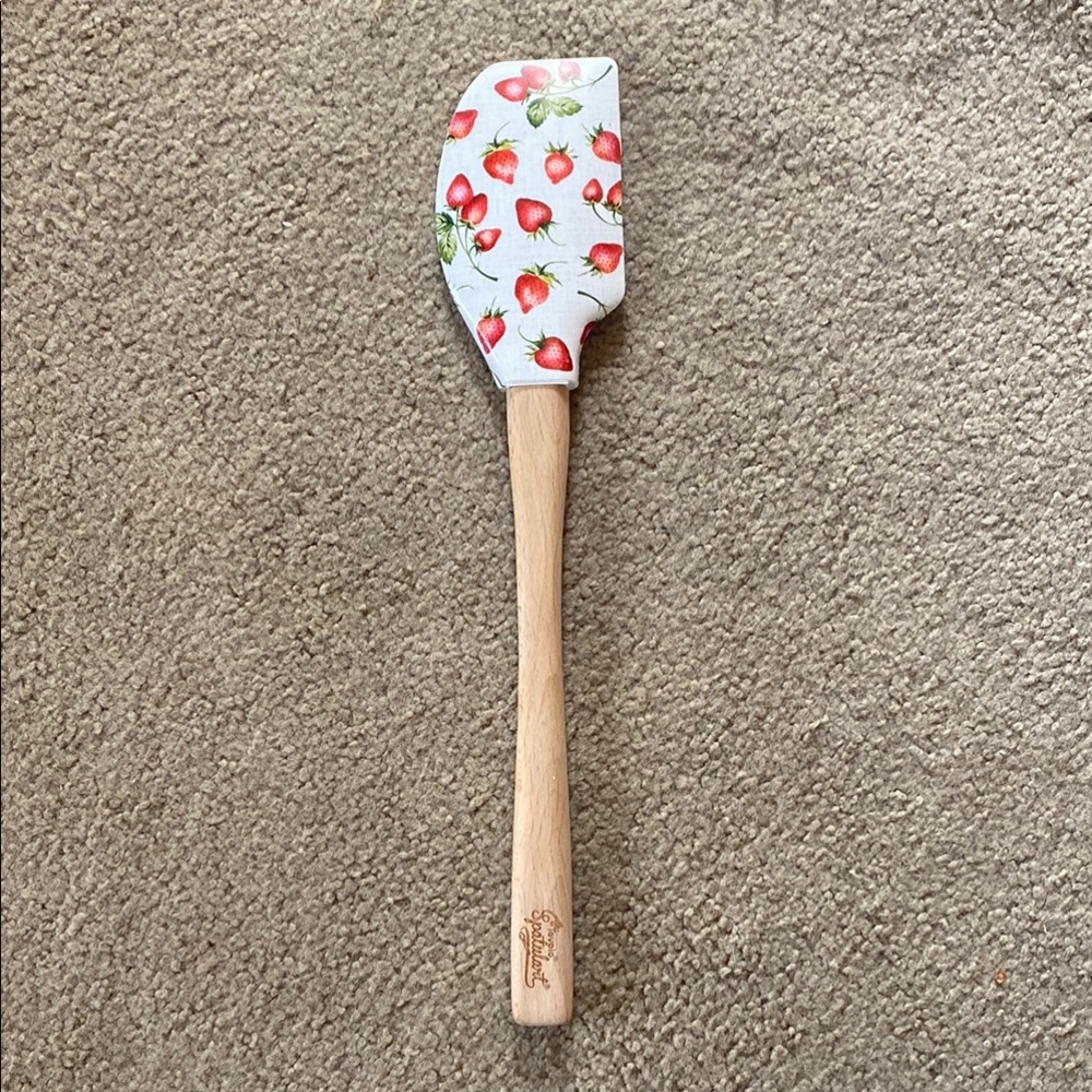 Strawberry Print Spatula with Wooden Handle